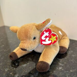 Ty Beanie Baby - WHISPER the Deer 6.5" with tags Plush Stuffed Animal Toy